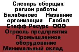 Слесарь-сборщик(регион работы - Балабаново) › Название организации ­ Глобал Стафф Ресурс, ООО › Отрасль предприятия ­ Промышленное оборудование › Минимальный оклад ­ 24 000 - Все города Работа » Вакансии   . Мордовия респ.